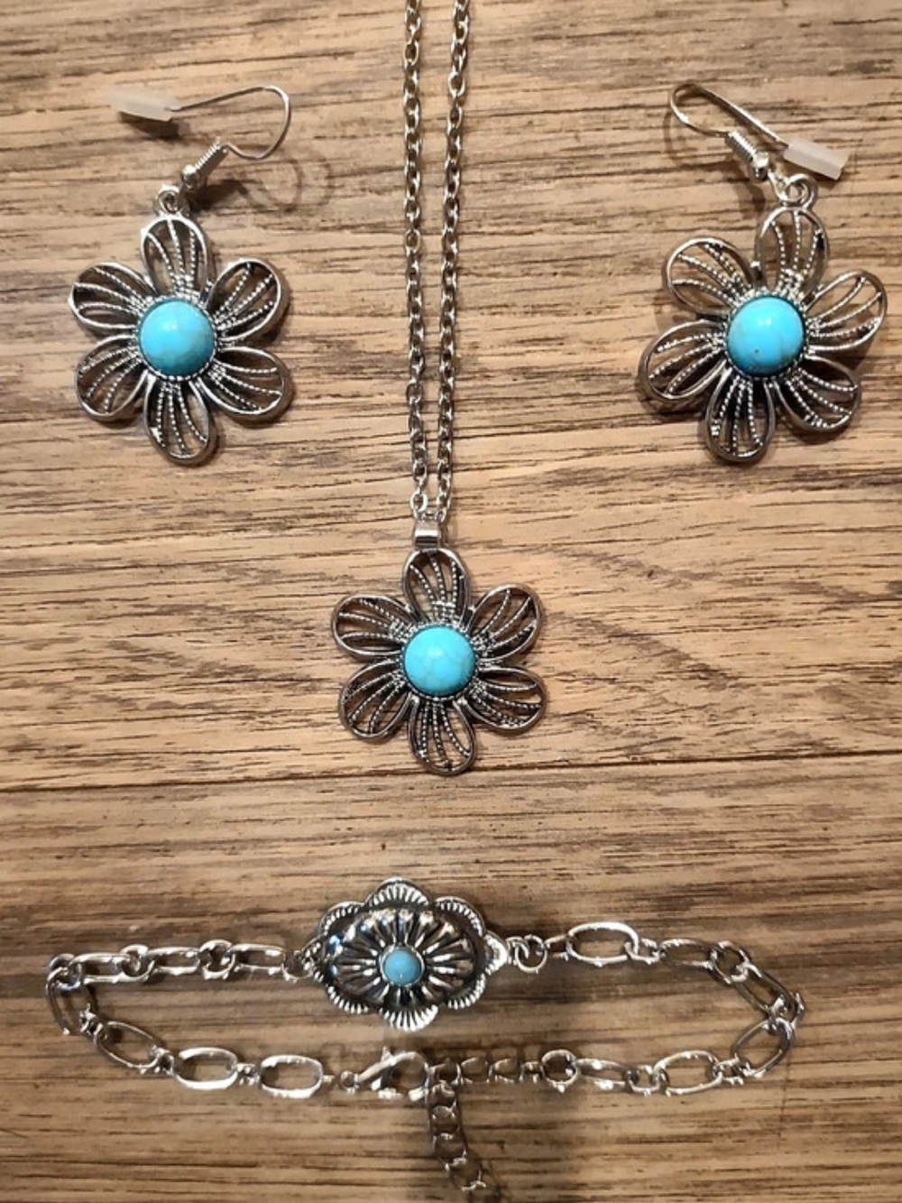 Turquoise Floral Jewelry Set